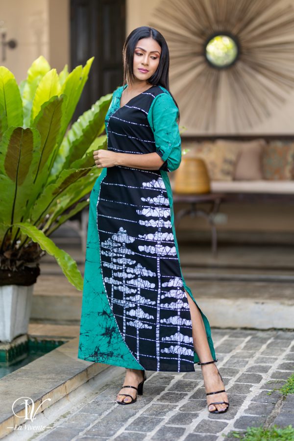 Two-tone Batik Maxi Dress - Image 4