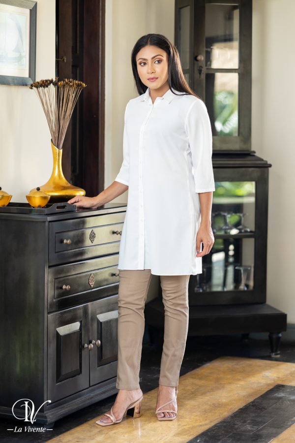 Shirt collared button up long top - Image 7