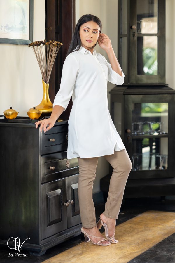 Shirt collared button up long top - Image 6