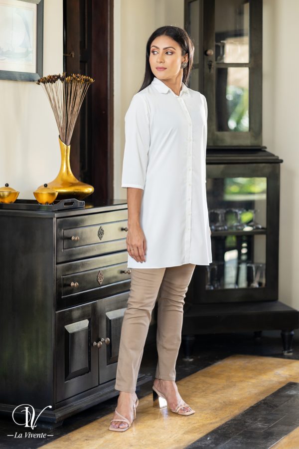 Shirt collared button up long top - Image 5