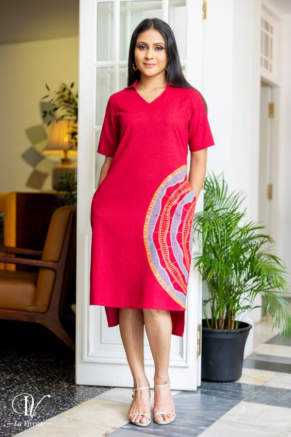 Abstract Print High-Low Short Dress - Image 3