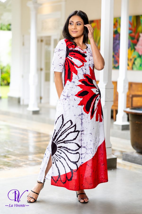 Floral Printed Batik Maxi Dress - Image 3