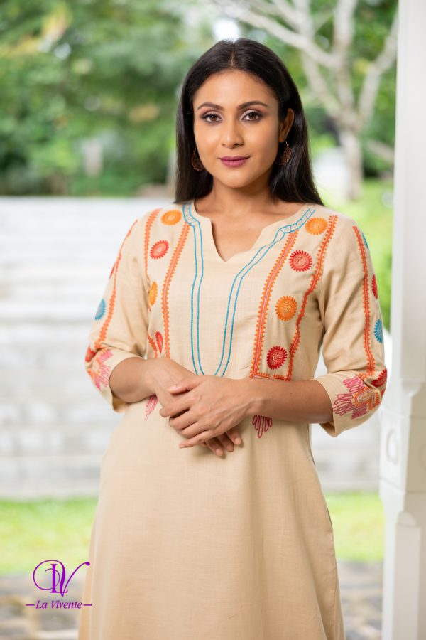 Notch Necked Embroidered Maxi Dress - Image 4