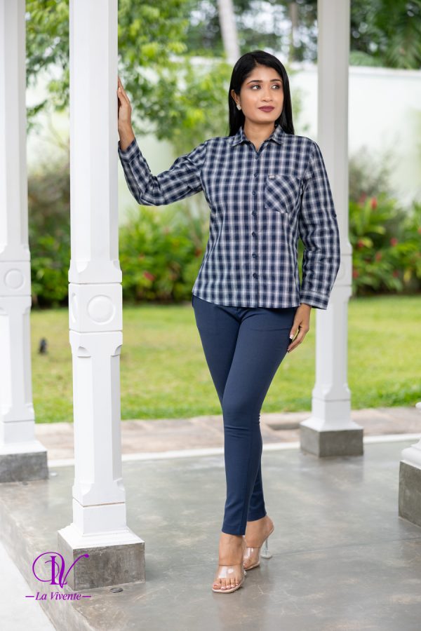 Gingham Button Up Shirt Blouse - Image 4