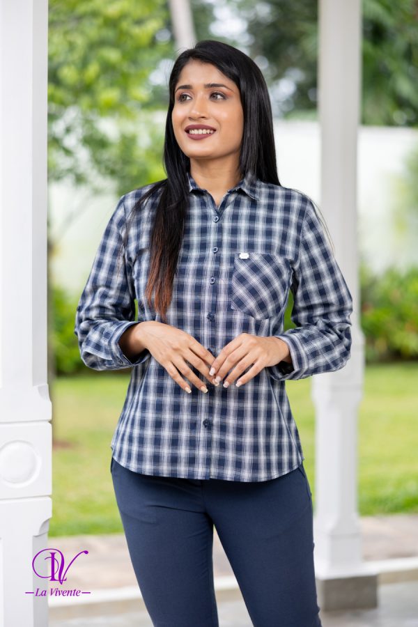 Gingham Button Up Shirt Blouse