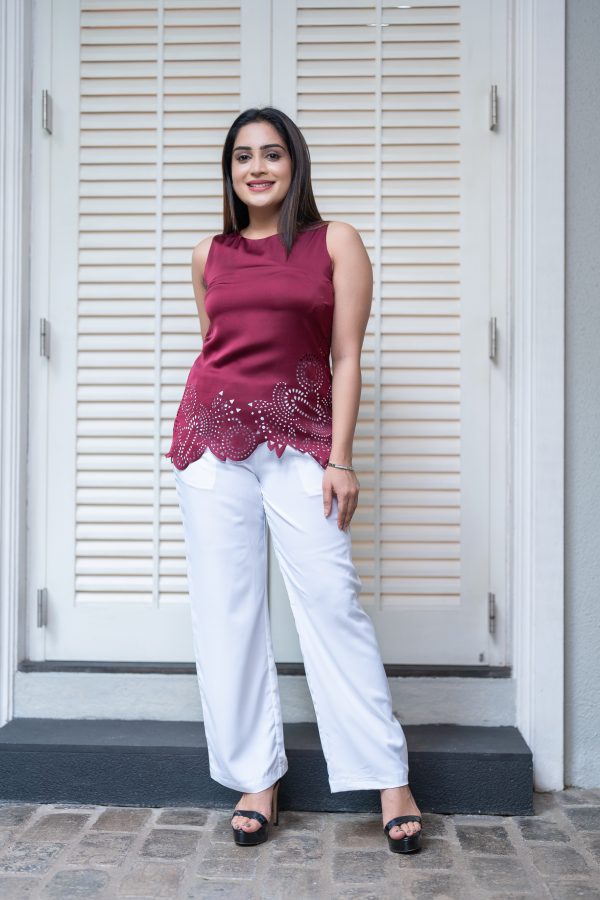 Geometric Lasercut Sleeveless Top - Image 4