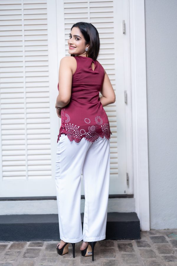 Geometric Lasercut Sleeveless Top - Image 3