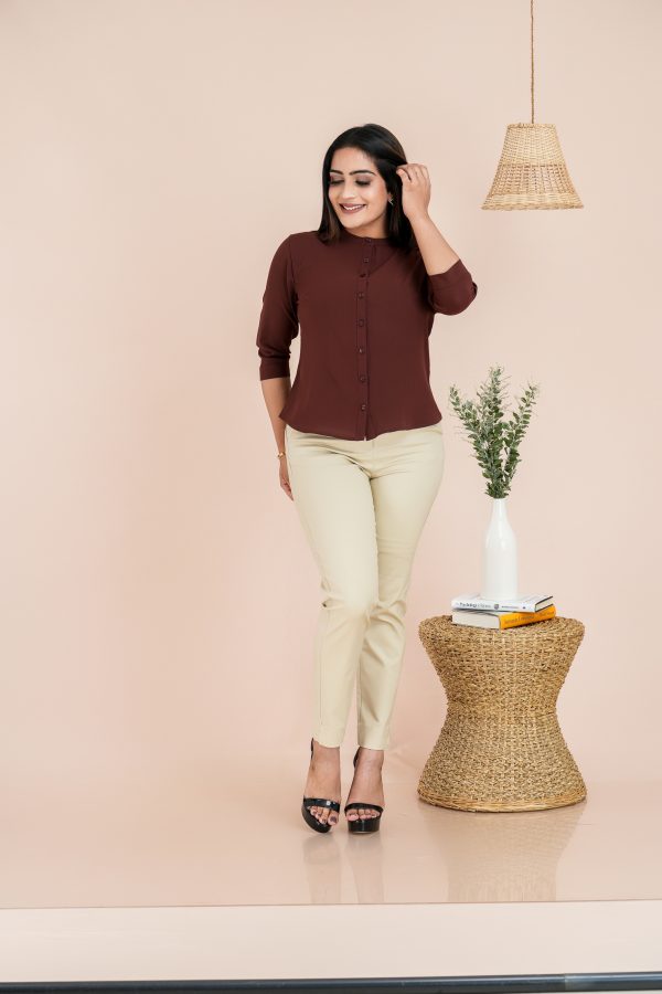 Chinese Collared Button Up Shirt Top - Image 4