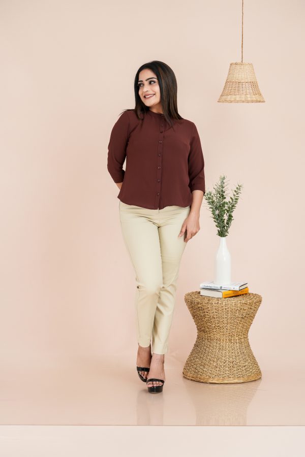 Chinese Collared Button Up Shirt Top - Image 3
