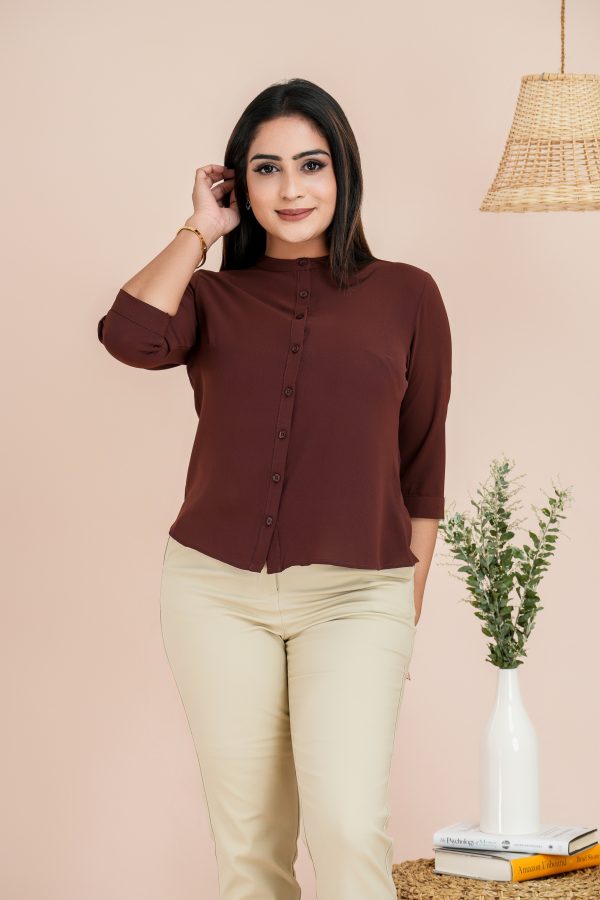 Chinese Collared Button Up Shirt Top - Image 2