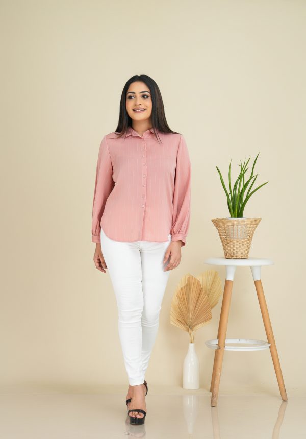 Striped Button-Up Loose-Fit Shirt - Image 2