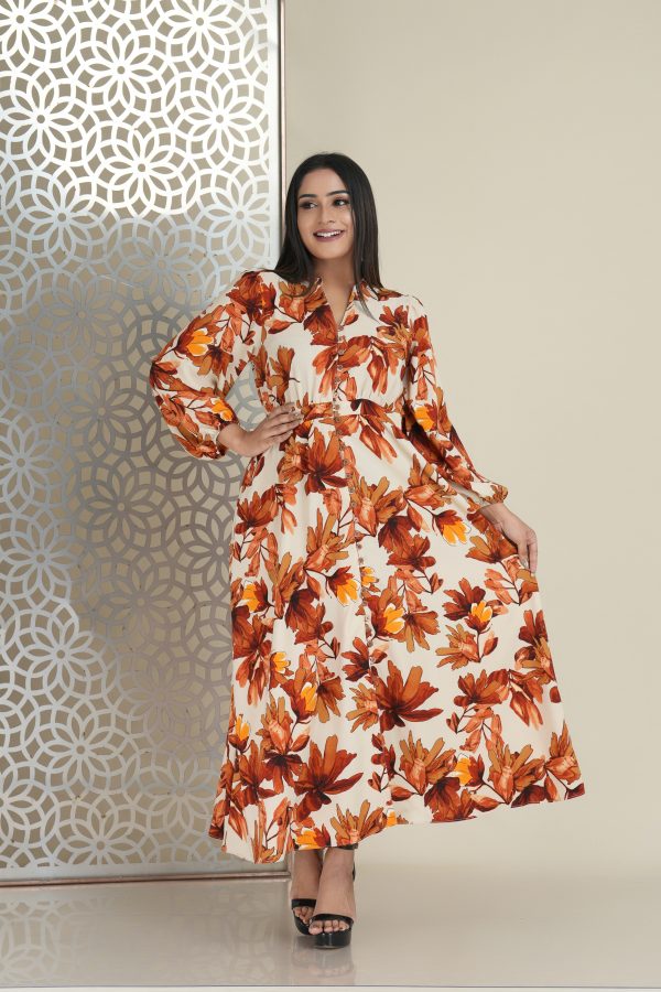 Floral patterned button up maxi dress