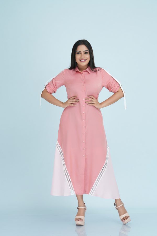 Lace Detailed Two Tone Dress - Image 4