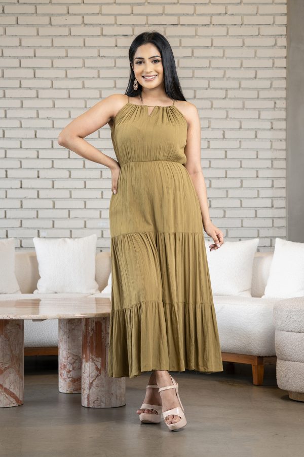 Tiered halter neck maxi dress - Image 2