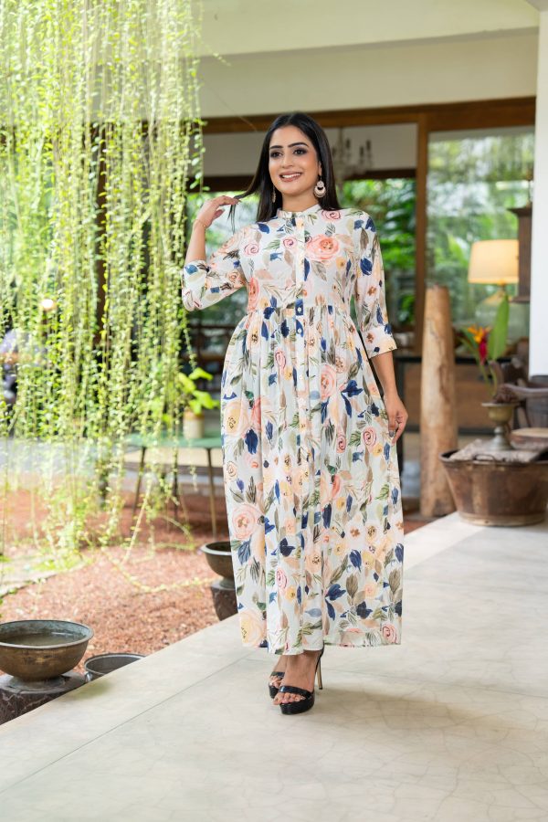 Floral Patterned Button Up Maxi Dress