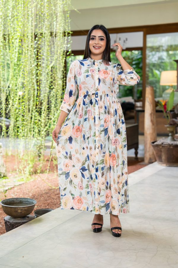 Floral Patterned Button Up Maxi Dress - Image 3