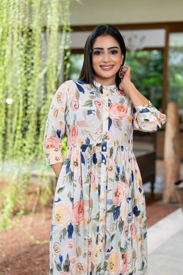 Floral Patterned Button Up Maxi Dress - Image 4