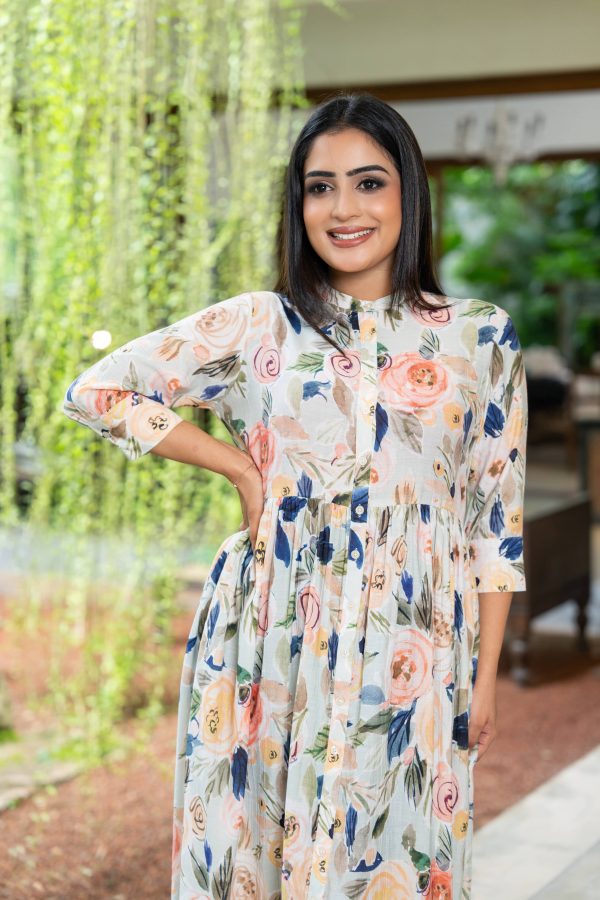 Floral Patterned Button Up Maxi Dress - Image 5