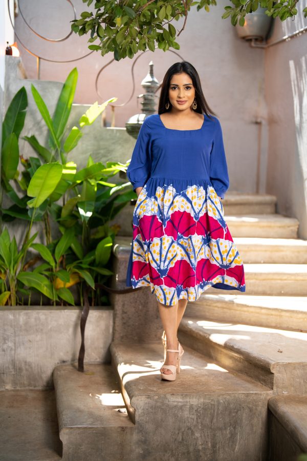 Square Necked Batik Short Dress - Image 4