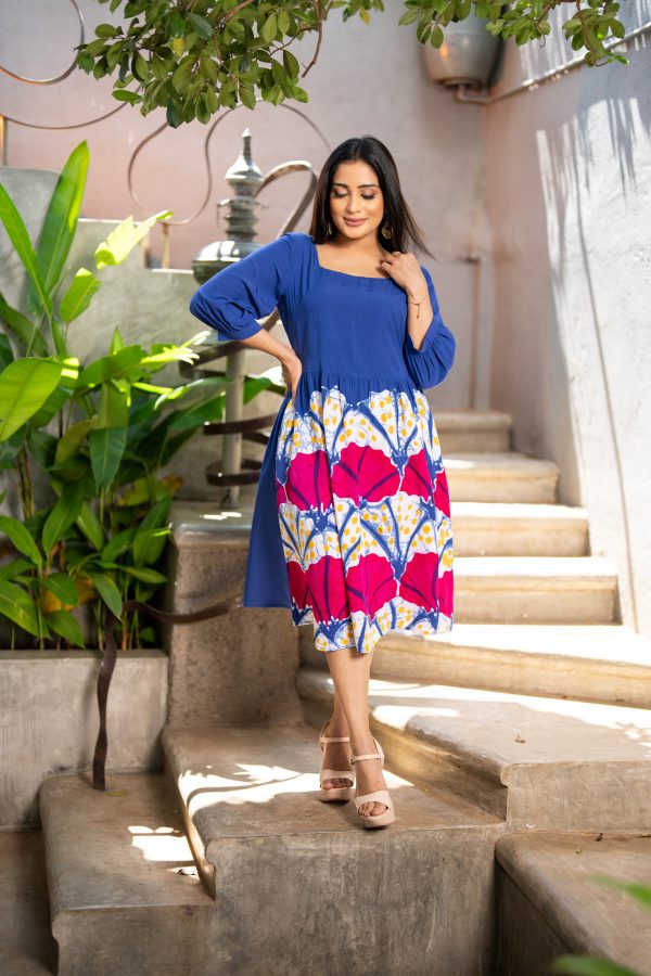 Square Necked Batik Short Dress - Image 5