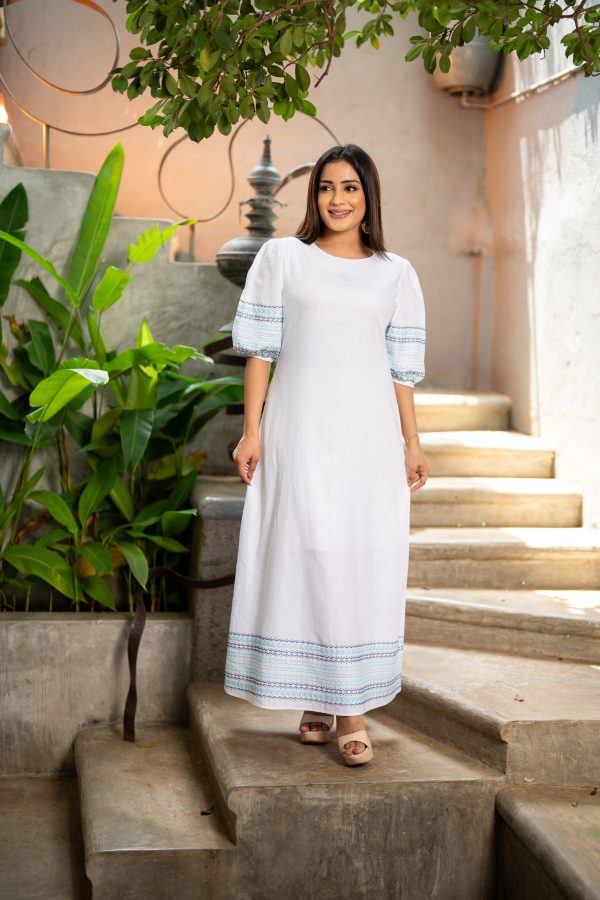 Embroidered Jewel Necked Maxi Dress - Image 2