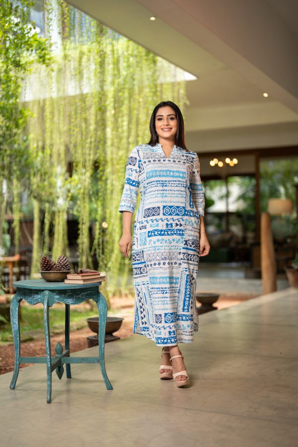Geometric Patterned Shirt Maxi Dress - Image 2