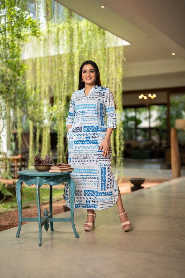 Geometric Patterned Shirt Maxi Dress