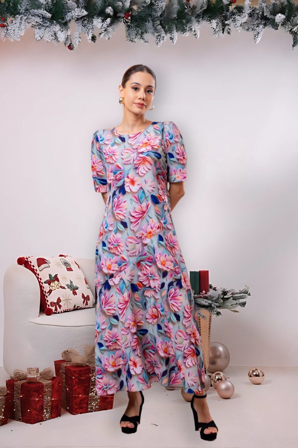 3D Floral Patterned Maxi Dress - Image 2