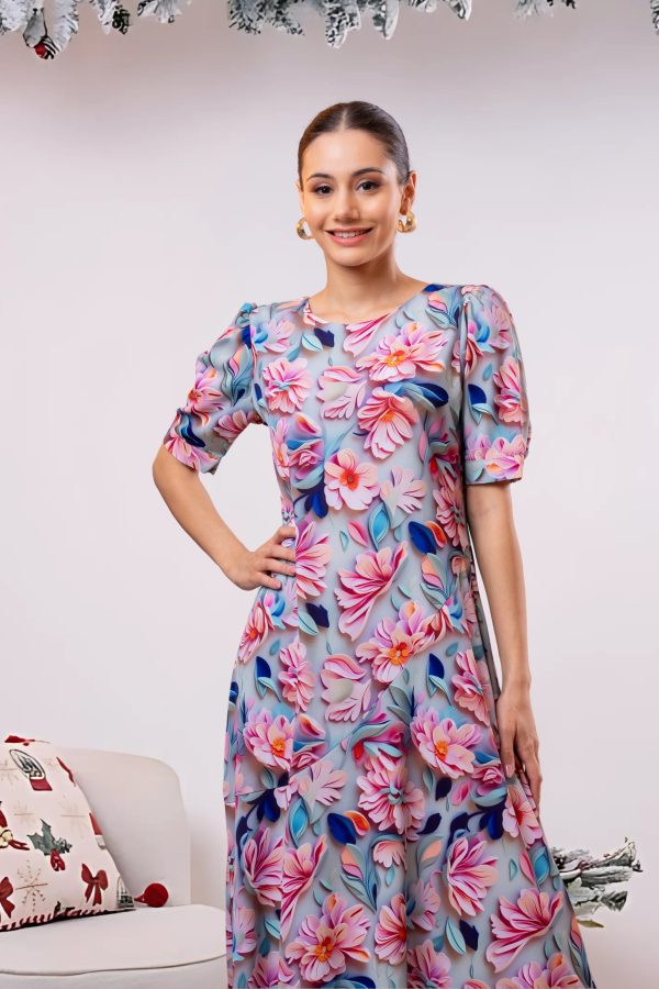 3D Floral Patterned Maxi Dress - Image 4