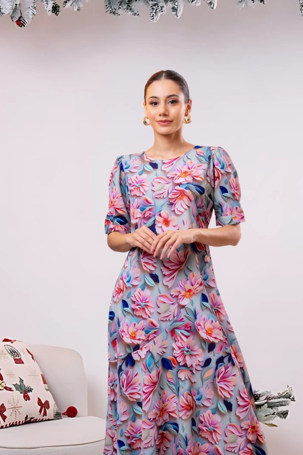 3D Floral Patterned Maxi Dress - Image 5