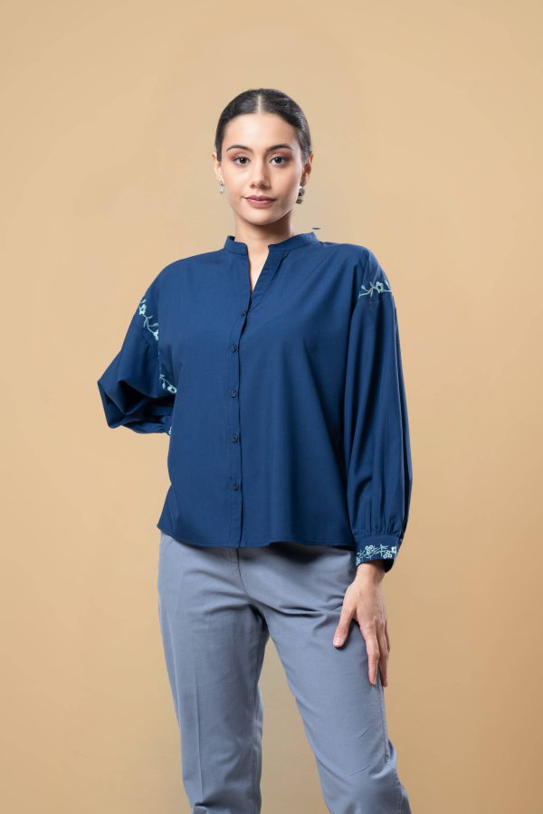 Embroidered Button Up Shirt Blouse - Image 2