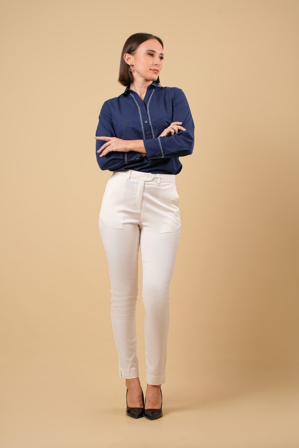 White Stretchable Office Pant - Image 2