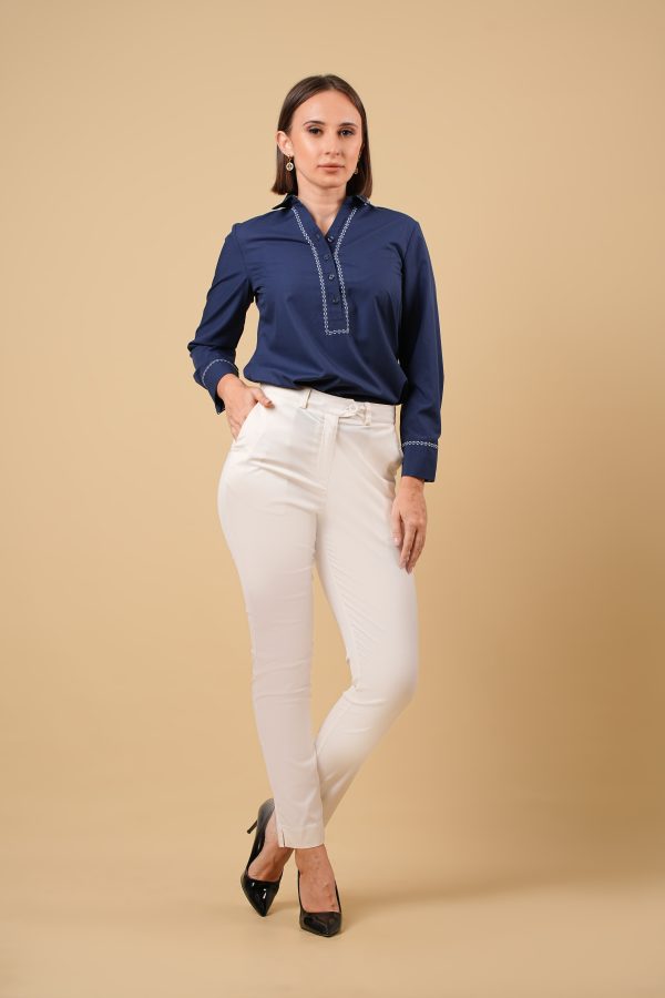 White Stretchable Office Pant