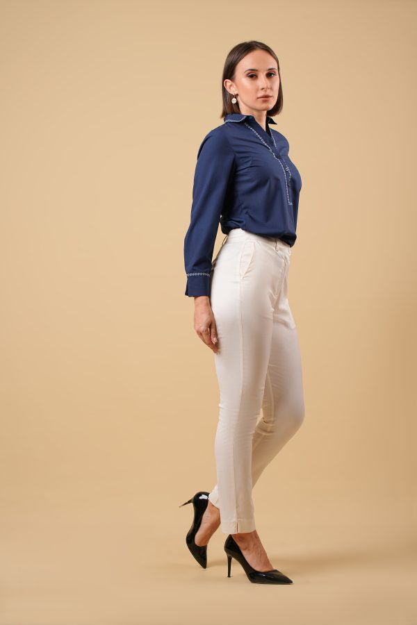 White Stretchable Office Pant - Image 3